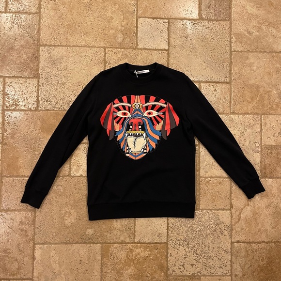 Givenchy Multi Color Rottweiler Dog Black Crewneck Luxury - Picture 3 of 10